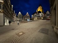 Herrenberg bei Nacht Marktplatz mit Rathaus, Stiftskirche im Hintergrund